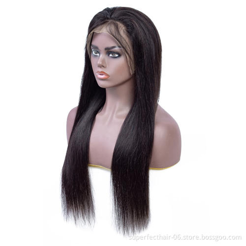 100% Brazilian Human Hair 13*4 Lace Front Wig For Black Women Overnight Delivery 150% Density Silk Straight Human Hair Lace Wig